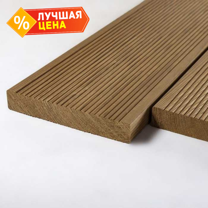 Планкен прямой 20x120x6000 мм Экстра термо-лиственница Коричневый